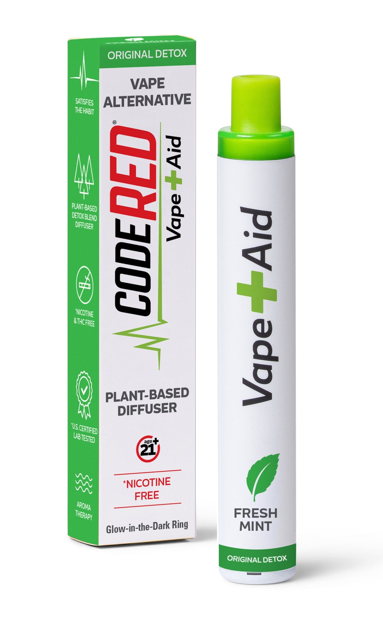 Vape + Aid Fresh Mint original detox blend with packaging on a white background